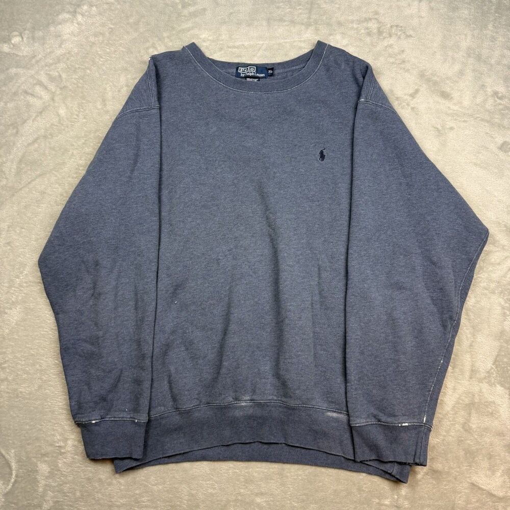 Vintage Polo Ralph Lauren Crewneck Sweatshirt Mens XL Faded Blue Pony Logo 90s